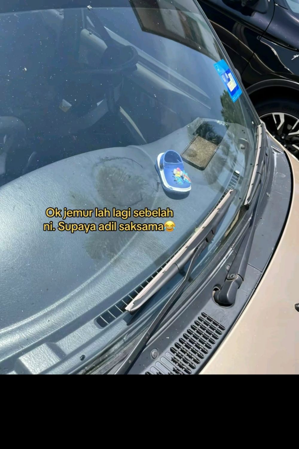 sepatu menjadi kecil di jemur © TikTok