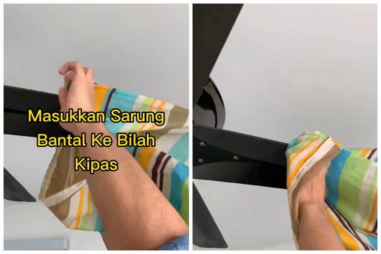 Tanpa perlu dibongkar, ini cara mudah bersihkan debu kipas angin siling cuma pakai 1 bahan dapur
