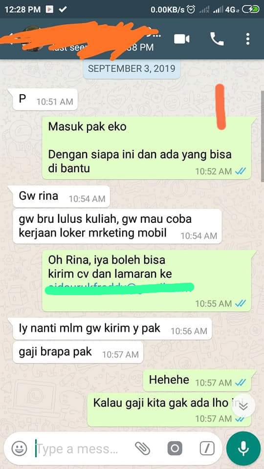 chat ngelamar kerja kocak berbagai sumber