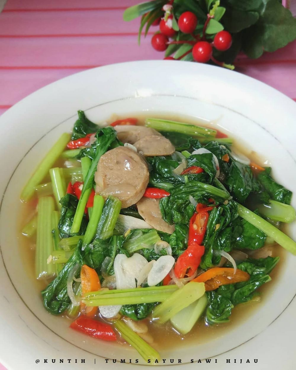 13 Resep sawi hijau untuk buka puasa, enak, sehat, segar, dan sederhana