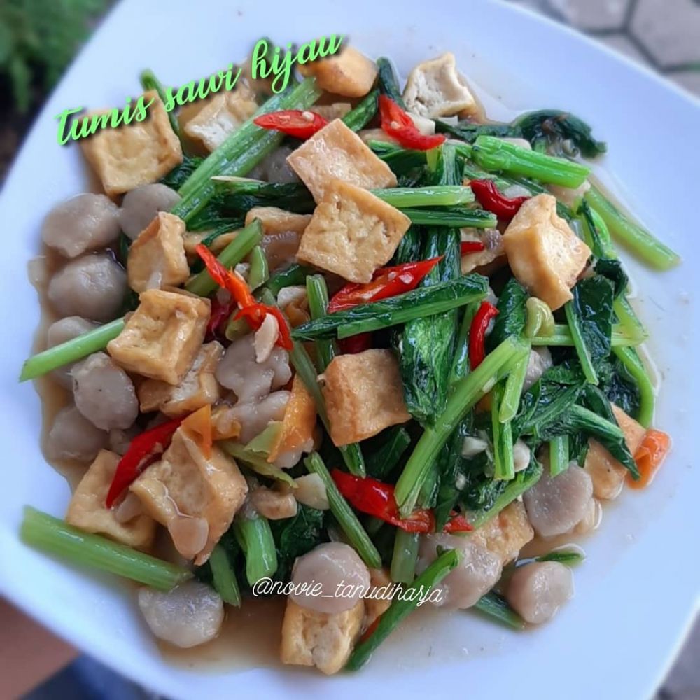 13 Resep sawi hijau untuk buka puasa, enak, sehat, segar, dan sederhana