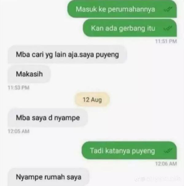Chat lucu driver ojek online saat antar pesanan Berbagai sumber
