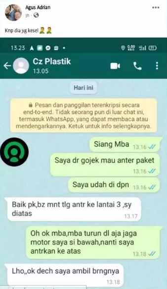 Chat lucu driver ojek online saat antar pesanan Berbagai sumber