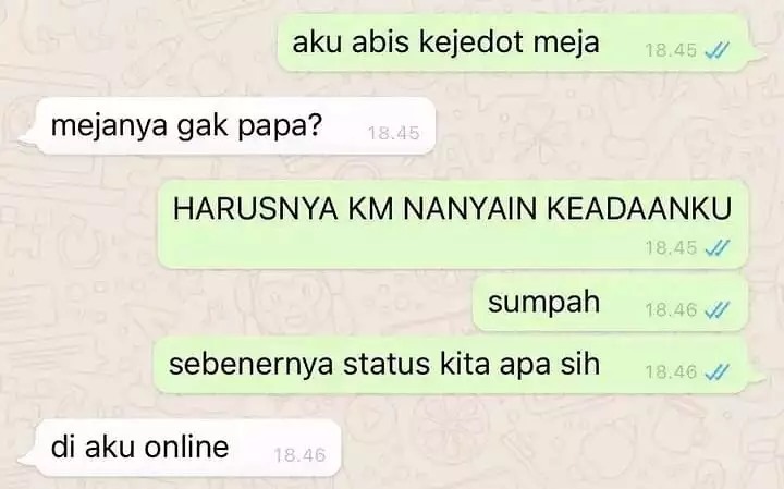 Chat lucu orang bucin sama gebetan © X