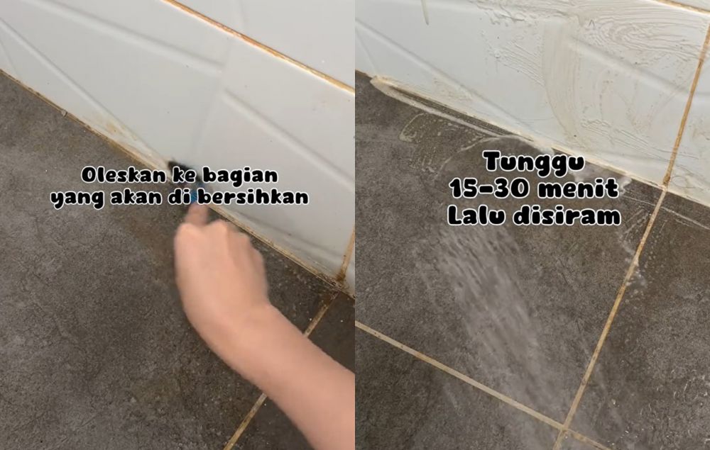 Tanpa disikat, ini trik bersihkan noda kuning keramik kamar mandi cuma tambah 1 bahan dapur