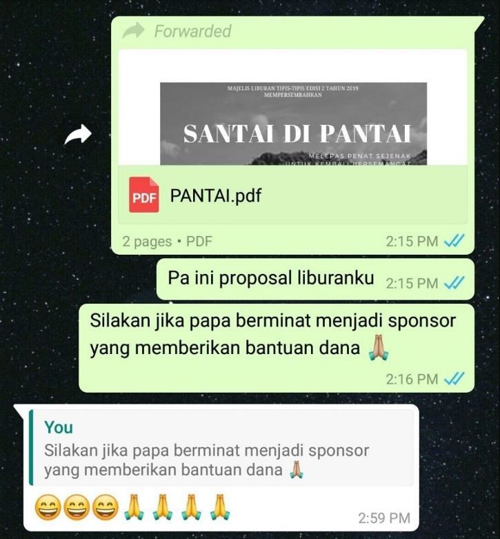 Chat lucu minta uang ke orang tua © X