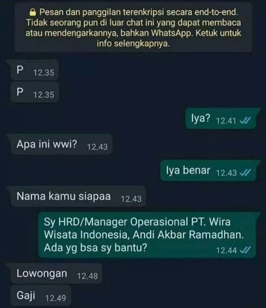 Chat lucu orang melamar kerja nyeleneh Berbagai sumber