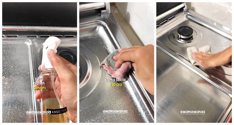Cuma pakai 1 ampas dapur, trik basmi noda minyak di kompor ala emak-emak ini ampuh bikin kesat