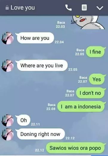 Chat lucu orang nggak bisa bahasa Inggris Berbagai sumber