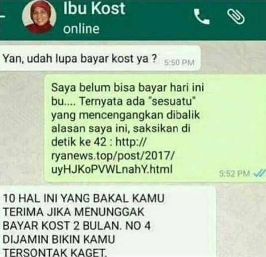 Chat lucu pemilik kos nagih uang ke penghuni © X Chat lucu pemilik kos nagih uang ke penghuni © X