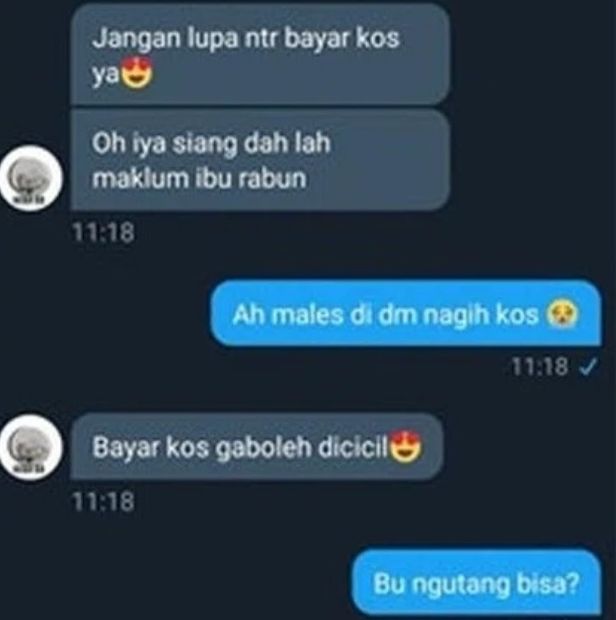 Chat lucu pemilik kos nagih uang ke penghuni © X Chat lucu pemilik kos nagih uang ke penghuni © X