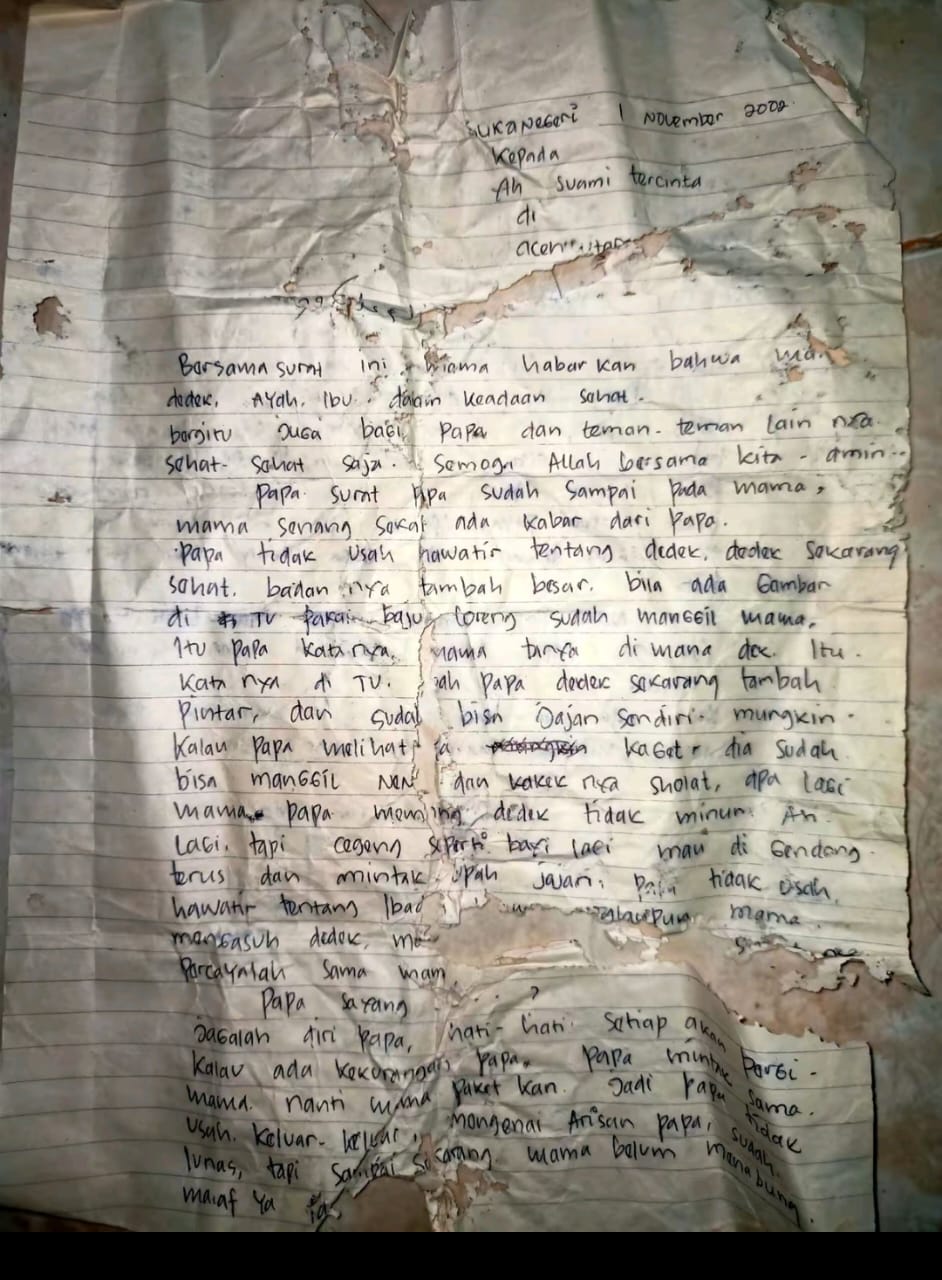 bagikan surat yang kirim ke ayahnya © TikTok