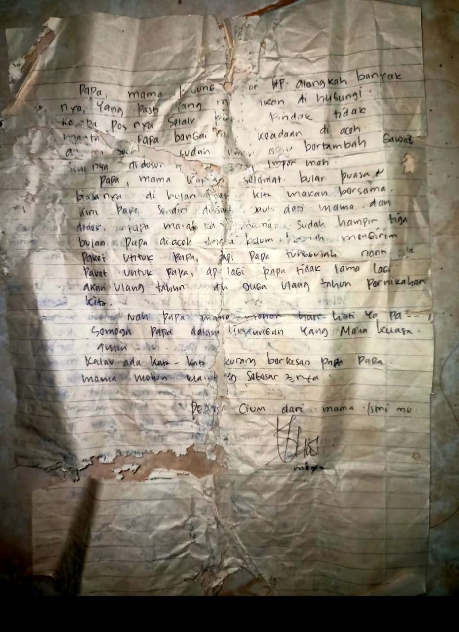 Wanita temukan surat dari ayah untuk ibunya saat bertugas di Aceh 22 tahun lalu, isinya bikin sedih