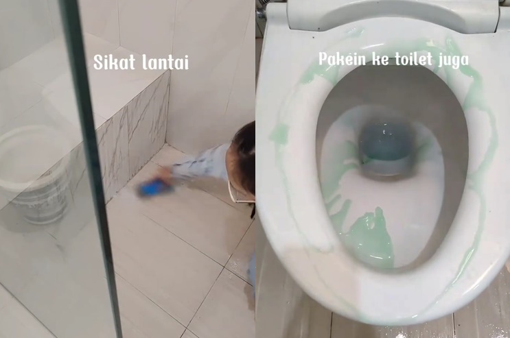 Tanpa dioles sitrun, cara emak-emak bersihkan kerak keramik kamar mandi ini ampuh pakai 1 bahan dapur