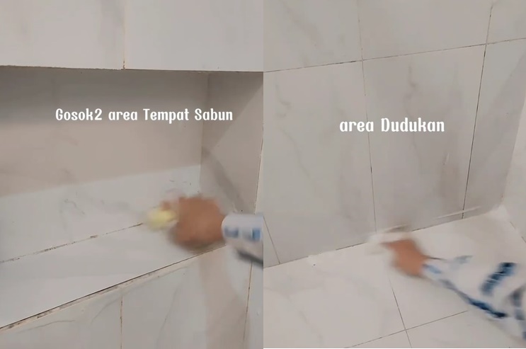 Tanpa dioles sitrun, cara emak-emak bersihkan kerak keramik kamar mandi ini ampuh pakai 1 bahan dapur