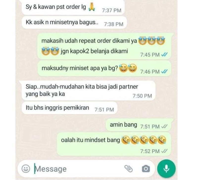 Chat typo pembeli toko dari berbagai sumber