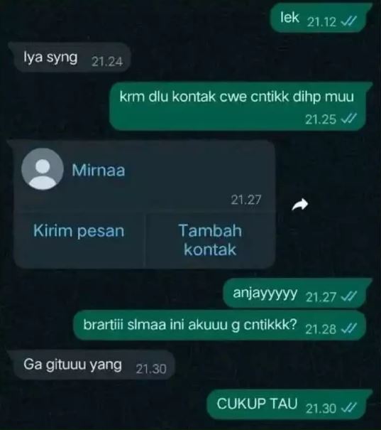 Chat lucu nurutin permintaan pacar Berbagai sumber
