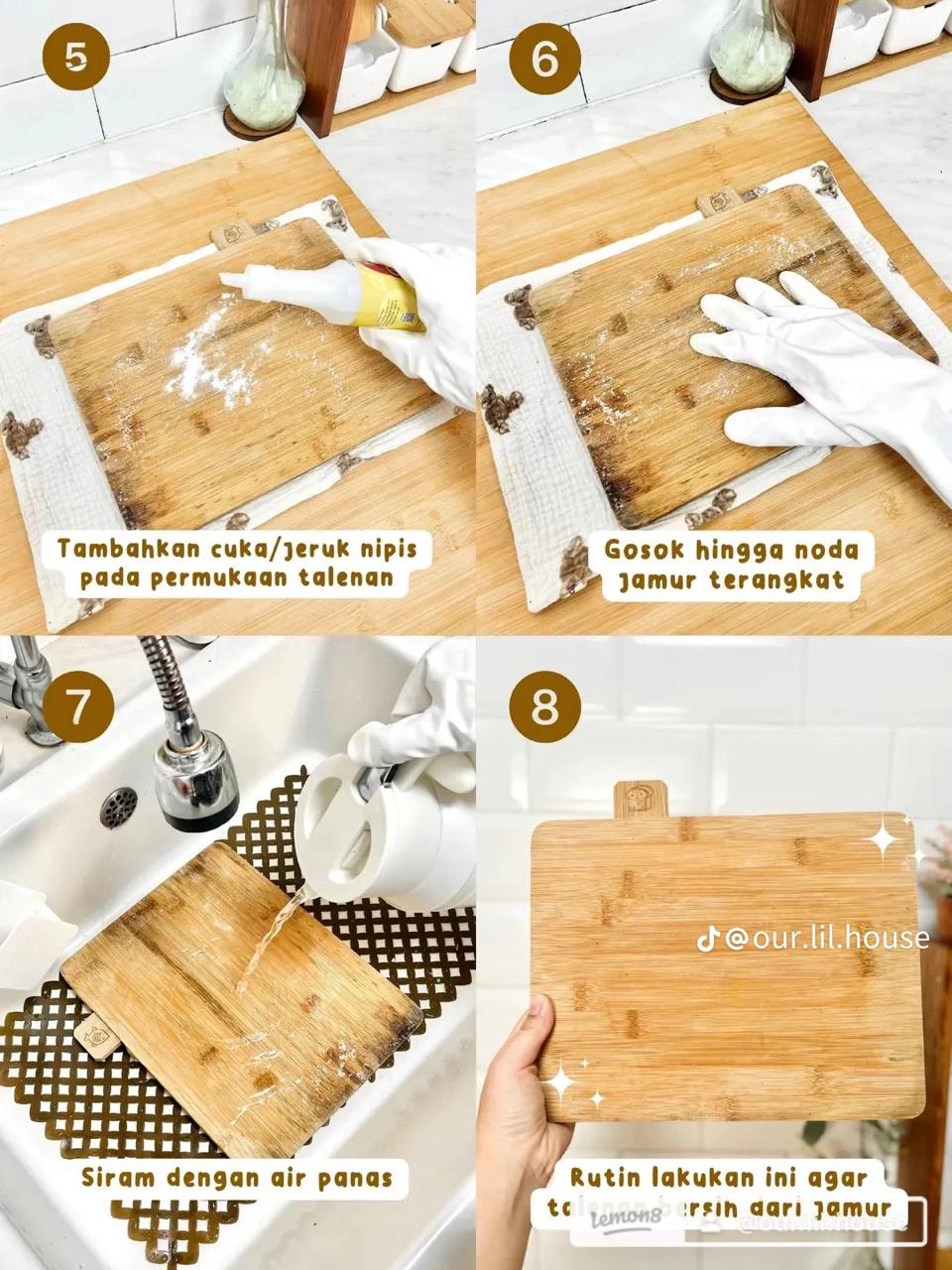 Tak perlu pakai sitrun, ini trik hilangkan noda jamur di talenan kayu andalkan 3 bahan dapur
