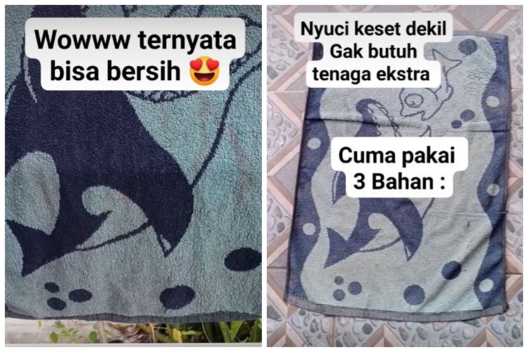 Tanpa capek digosok detergen, ini cara cuci keset dekil penuh debu agar kinclong pakai 2 bahan dapur