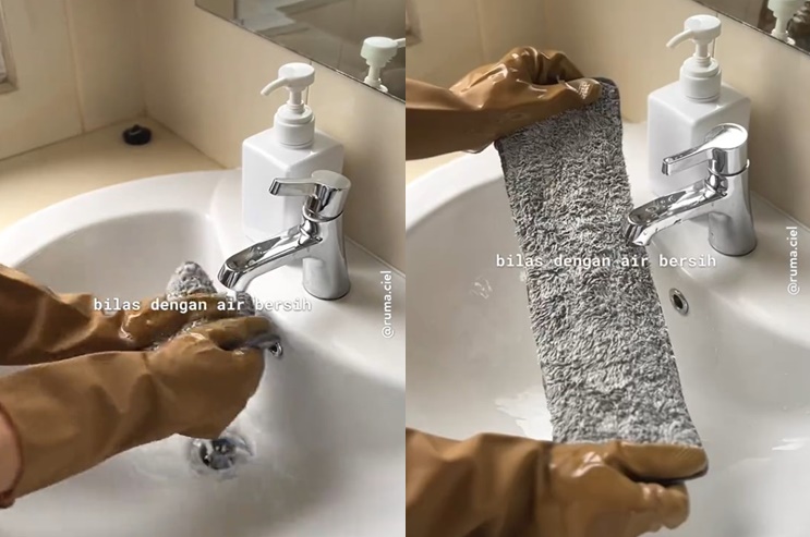 Tanpa disikat, ini trik mencuci kain pel dekil jadi kinclong lagi pakai tambahan 2 bahan dapur