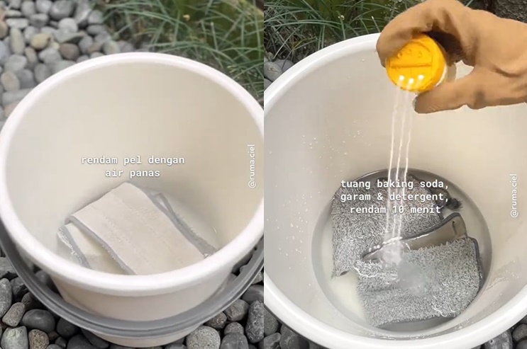 Tanpa disikat, ini trik mencuci kain pel dekil jadi kinclong lagi pakai tambahan 2 bahan dapur