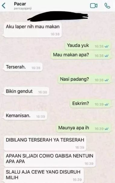 chat lucu serba salah di mata pacar Berbagai sumber
