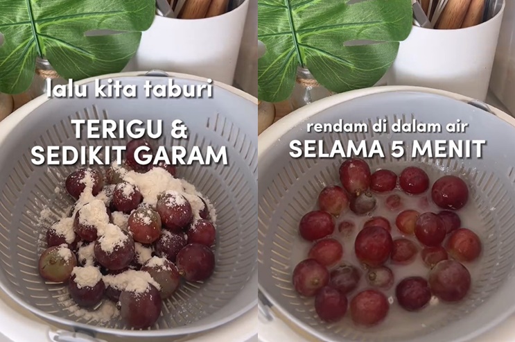 Tanpa pakai cuka, begini trik hilangkan lapisan lilin pada anggur cuma pakai 2 bahan dapur