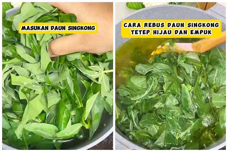 Cuma 5 menit, ini trik cepat merebus daun singkong agar tetap hijau dan empuk pakai 1 bahan dapur