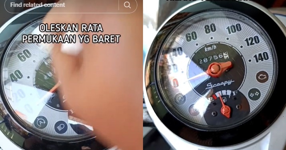 Tanpa digosok oli, ini trik hilangkan noda retak di kaca speedometer motor andalkan 1 bahan dapur