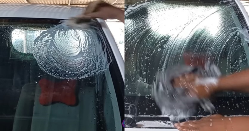 Tak diberi cuka, owner tempat cuci mobil ini punya cara usir noda jamur kaca mobil pakai 1 bahan dapur