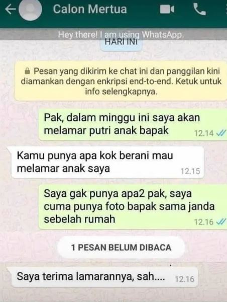 Chat lucu punya niat melamar responsnya nyelekit Berbagai sumber