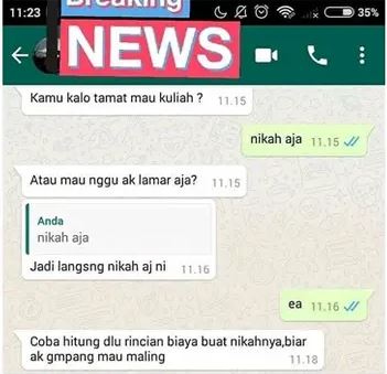 Chat lucu punya niat melamar responsnya nyelekit Berbagai sumber