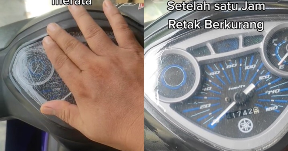 Bukan dibaluri oli bekas, ini cara hilangkan noda retak di kaca speedometer motor pakai 1 bahan dapur