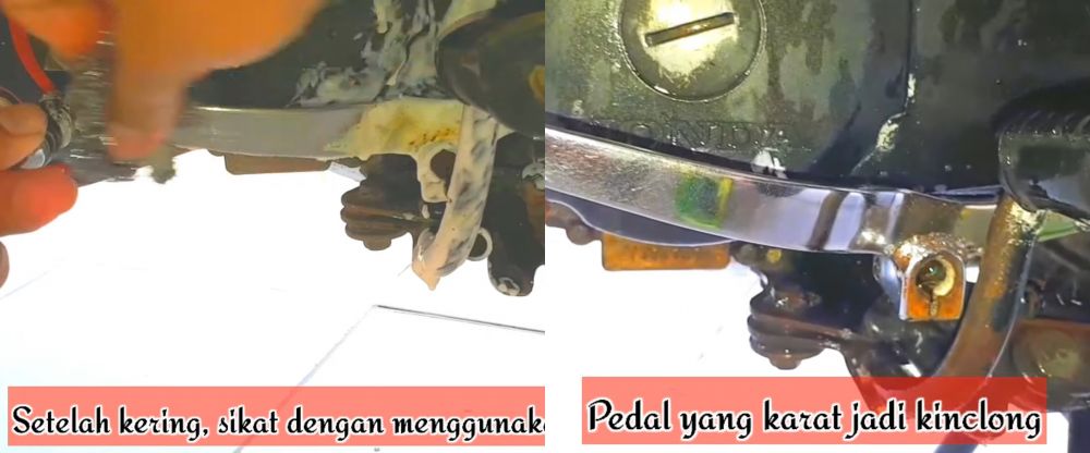 Tanpa pakai baking soda, ini trik bersihkan karat di pedal motor pakai tambahan 1 bahan dapur