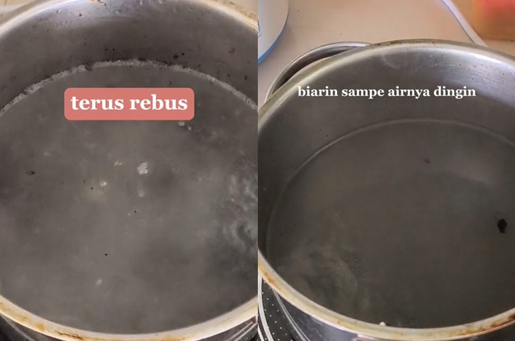 Tanpa digosok sitrun, cara ibu-ibu muda enyahkan noda gosong di panci ini cuma pakai 2 bahan dapur