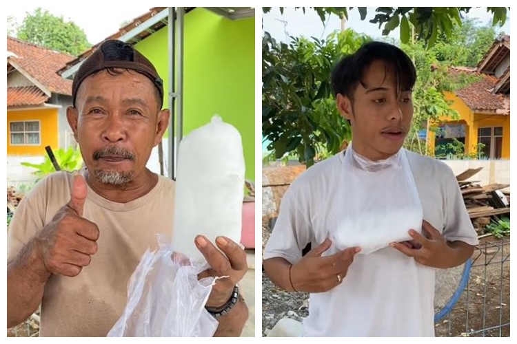 Trik unik bapak-bapak mengubah udara panas jadi sedingin AC ini kreatif pol, modal satu bahan dapur