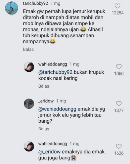 Jawaban warganet di kolom komentar Instagram Instagram