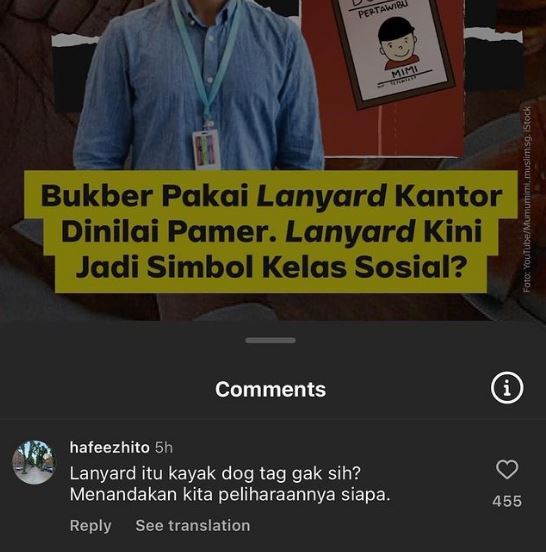Jawaban warganet di kolom komentar Instagram Instagram