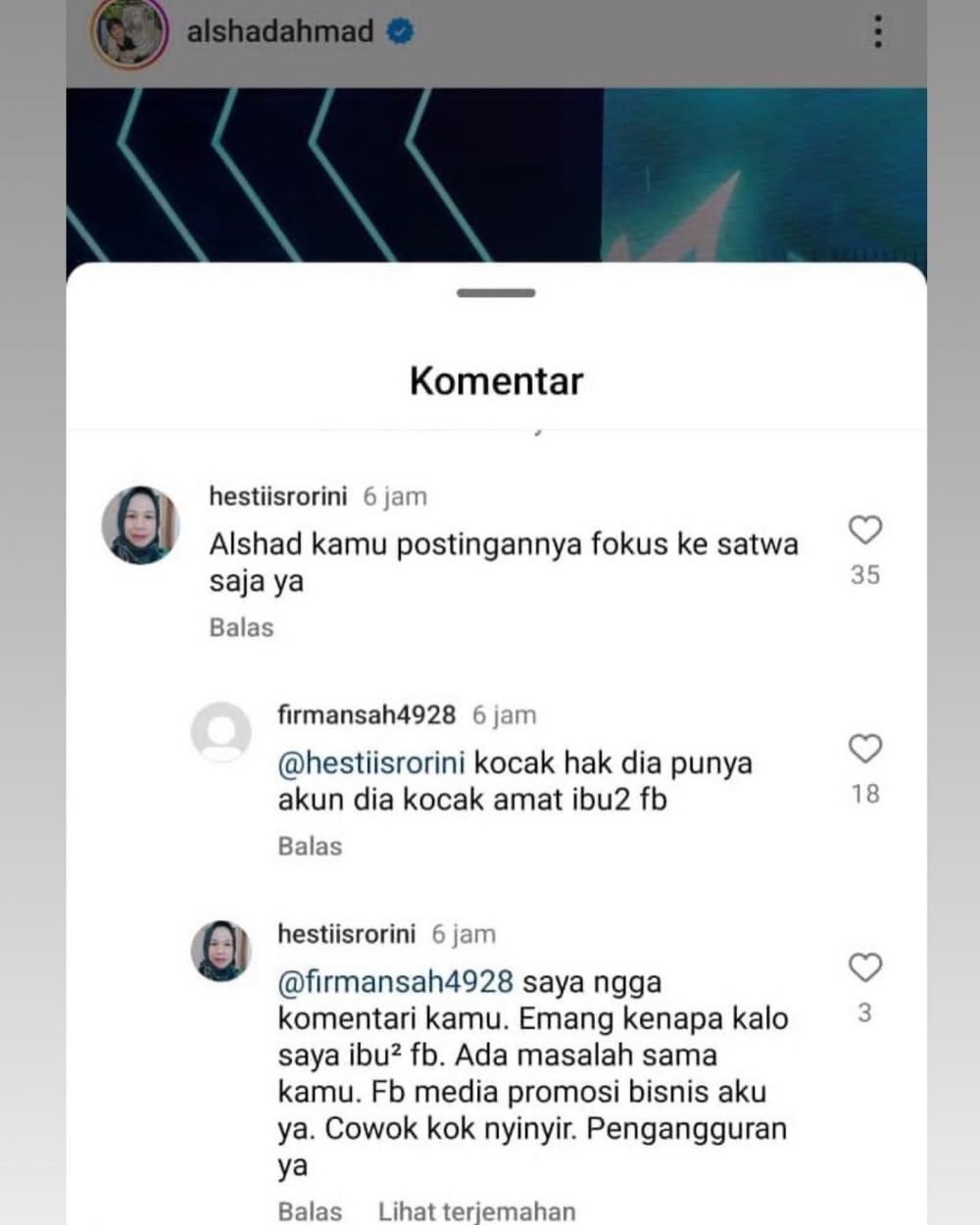Jawaban warganet di kolom komentar Instagram © 2024 Instagram