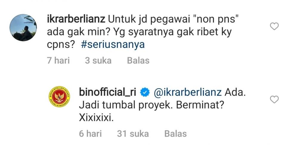 Jawaban kocak admin Instagram BIN Berbagai sumber Jawaban kocak admin Instagram BIN Berbagai sumber