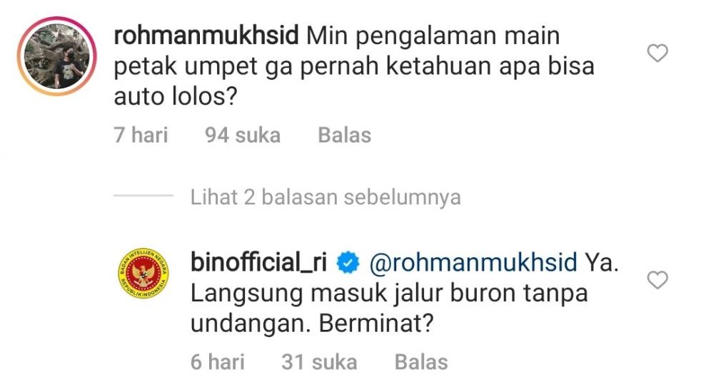 Jawaban kocak admin Instagram BIN Berbagai sumber Jawaban kocak admin Instagram BIN Berbagai sumber
