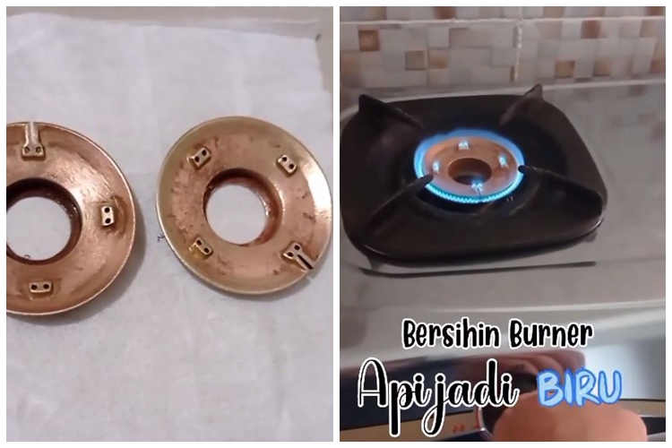 Tanpa disikat kuat, ini trik bersihkan burner kompor berkerak hitam agar kinclong pakai 1 bahan dapur