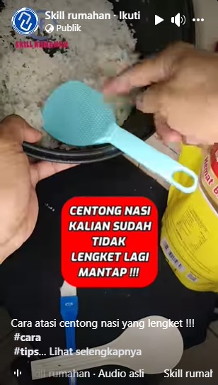 Tanpa dibungkus plastik, ini trik agar nasi tak lengket di centong