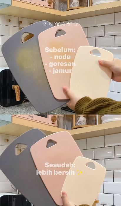 Trik emak-emak basmi jamur dan noda kunyit di talenan plastik ini auto kinclong pakai 3 bahan dapur