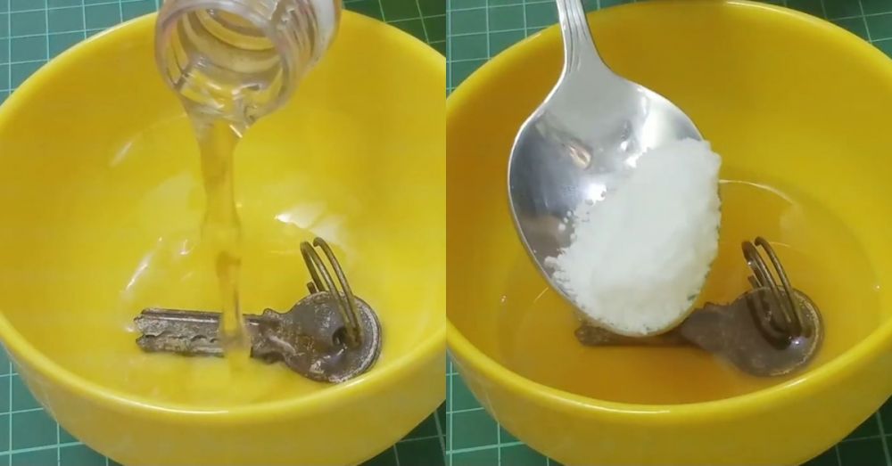 Bukan diamplas, ini trik hilangkan noda karat pada kunci cukup direndam pakai 3 bahan dapur