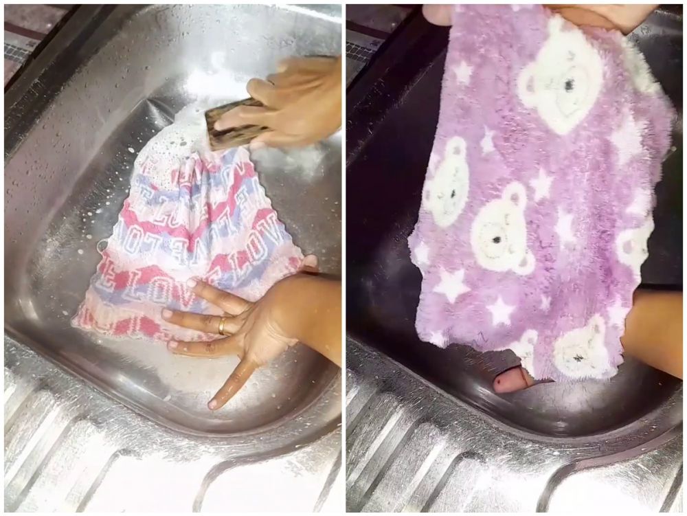 Tak perlu direbus sitrun, ini trik cuci lap dapur dekil dan berminyak cukup tambah 1 bahan dapur