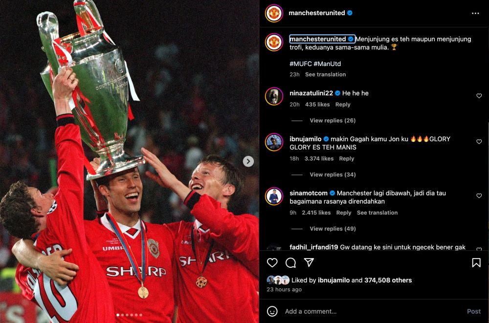 Akun Manchester United ikut sindir es teh © 2024 Instagram Akun Manchester United ikut sindir es teh © 2024 Instagram