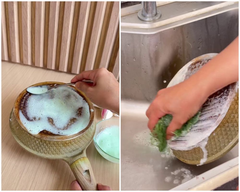 Trik ampuh bersihkan pantat teflon gosong tanpa bikin tergores, kinclong pakai 3 bahan dapur