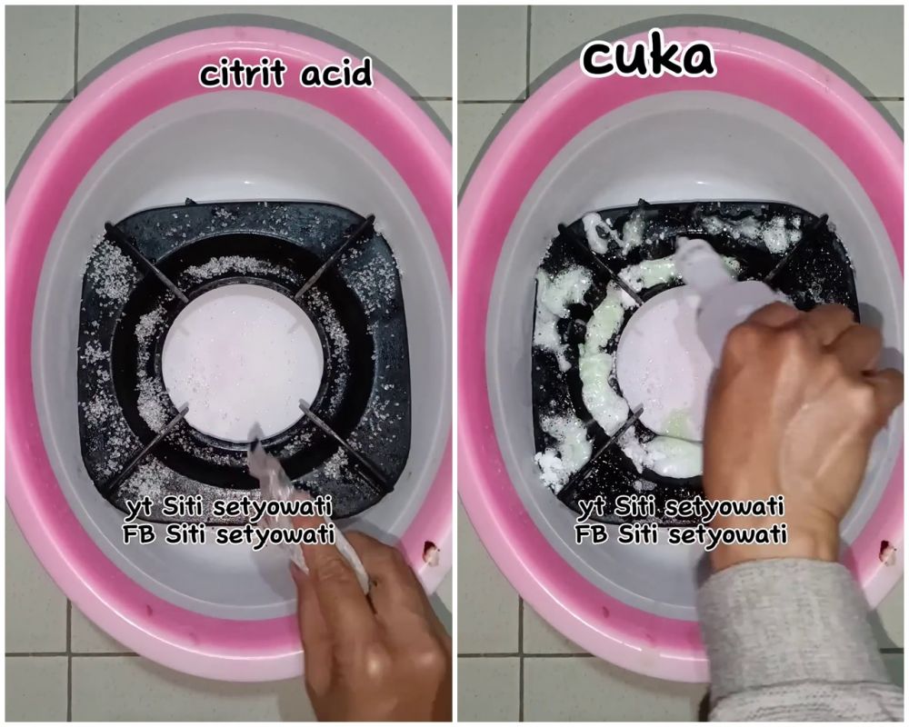 Tak perlu direndam semalaman, begini cara hempaskan kerak tebal berminyak di tatakan kompor gas
