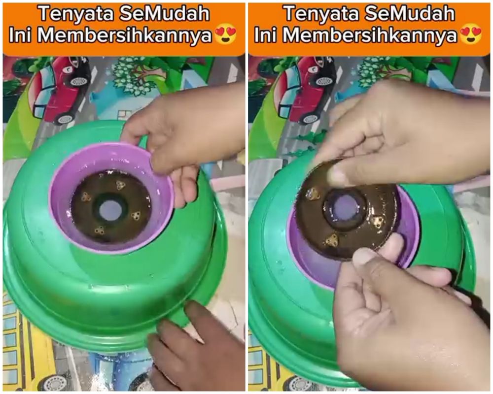 Bukan direbus, cara bersihkan burner kompor gas menghitam agar kuning cerah pakai 2 bahan sederhana